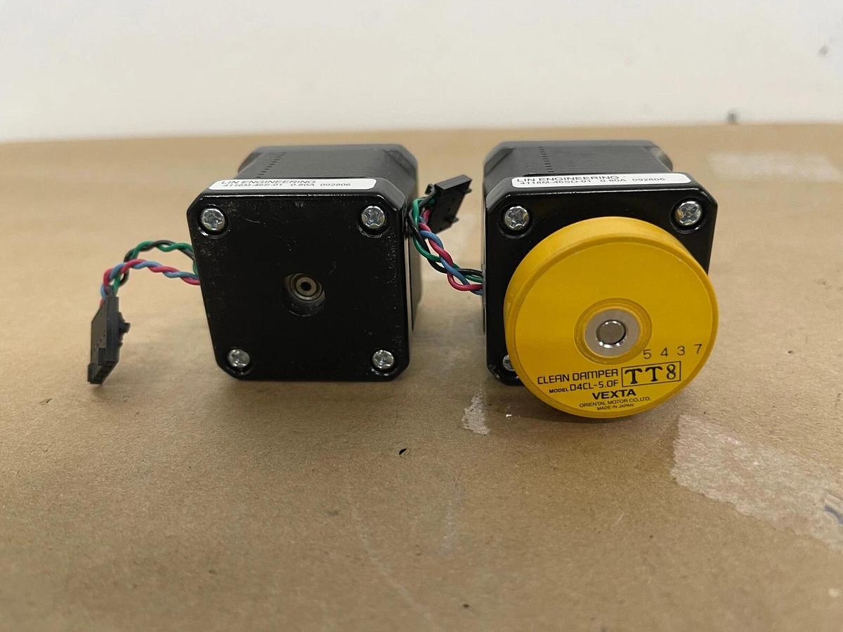 Used 2 LIN Engineering 4118M-46S-01 Hybrid Stepper Motor W/ 2 Vexta Damper D4CL-5.OF