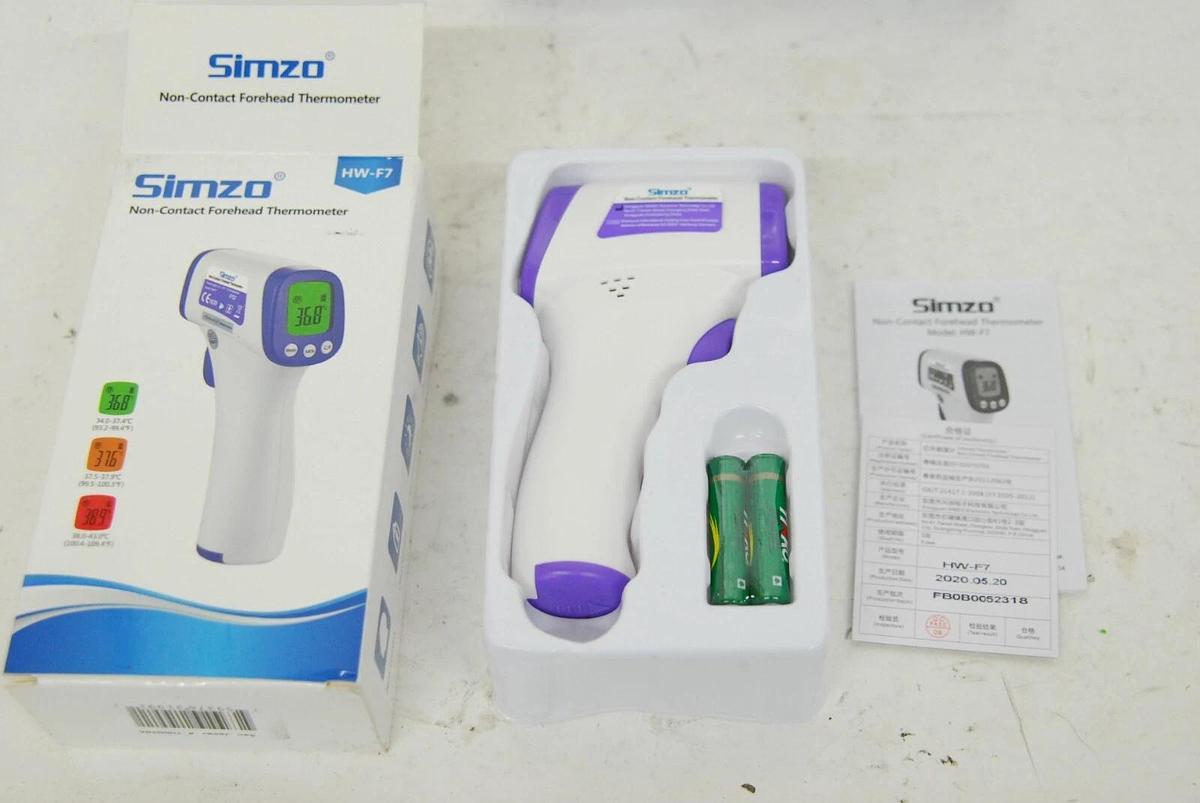 Used Simzo HW-F7 Non-Contact Forehead Thermometer San Jamar THDG986 - 3 Color Display