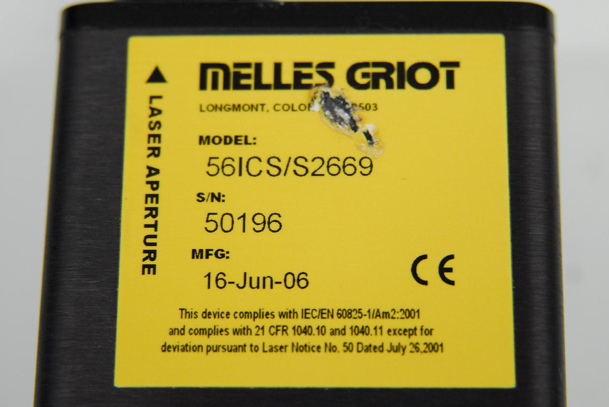 Used Melles Griot 56ICS/S2669 Red Diode Laser 638nm 12mW