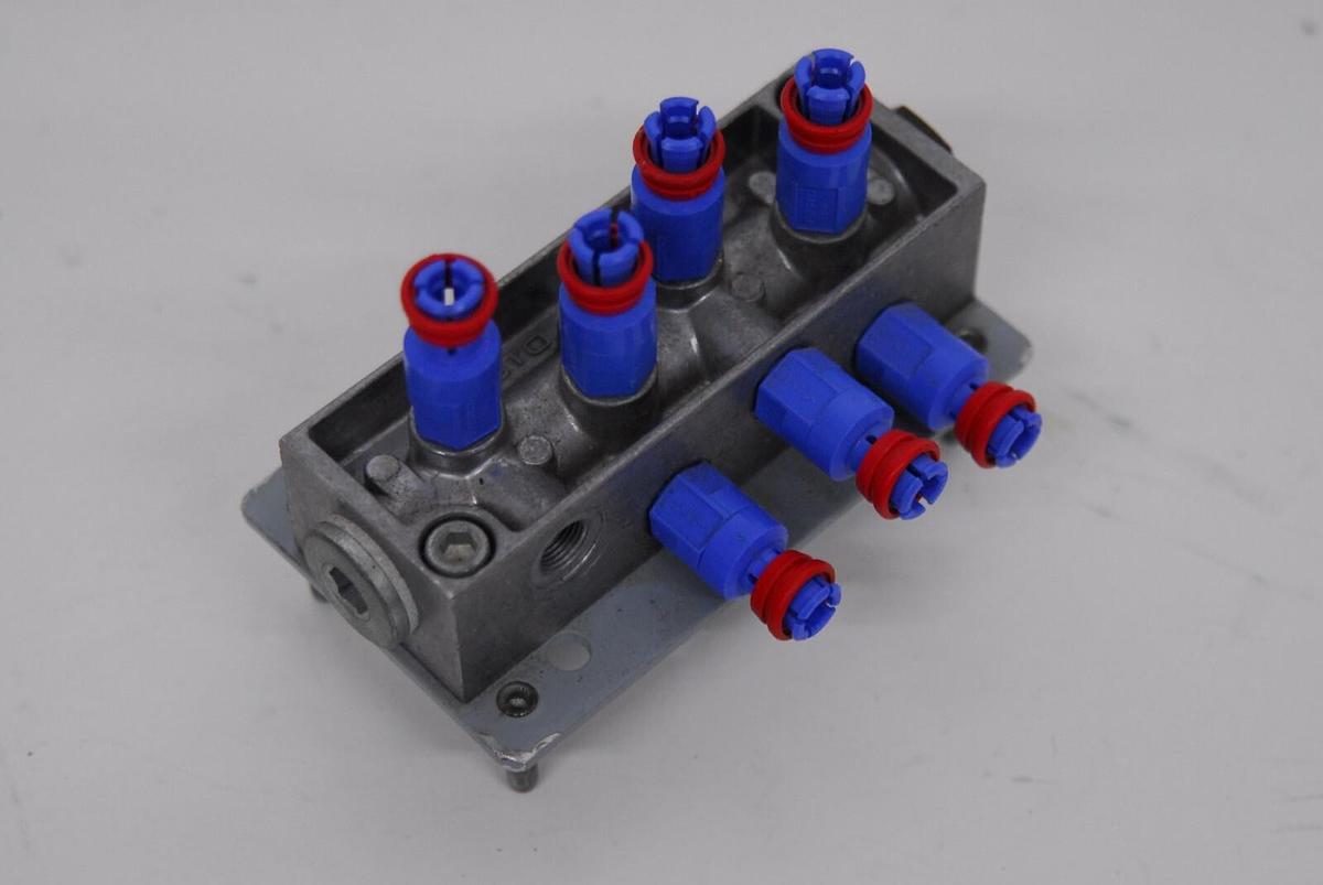 Used Festo FR-8-1/8 Pneumatic Manifold Distribution Block W/ Festo W-3-1/4 hand slide