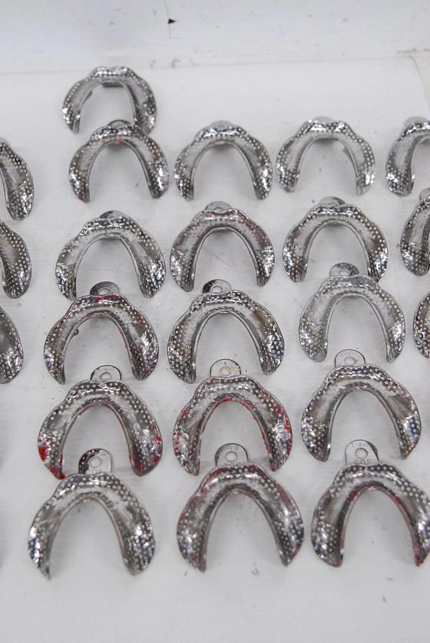 Used CG COE L-4-O Metal Impression Tray Individual Ovoid Lowers (Large) - Lot of 41