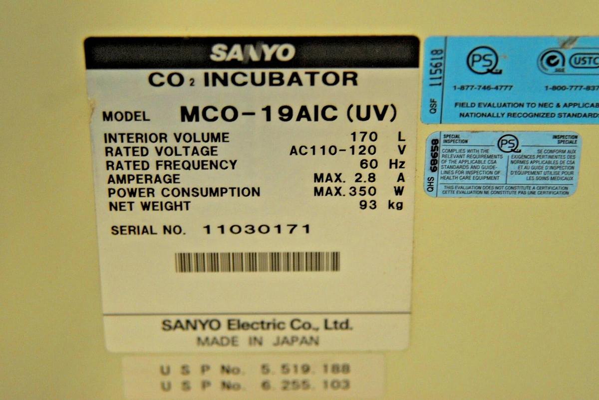 Used Sanyo MCO-19AIC(UV) CO2 Incubator
