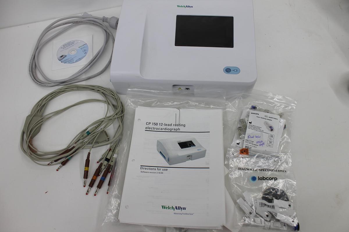 Used Welch Allyn REF 901049 Electrocardiograph EKG w/ Manual, Accessories, Leads