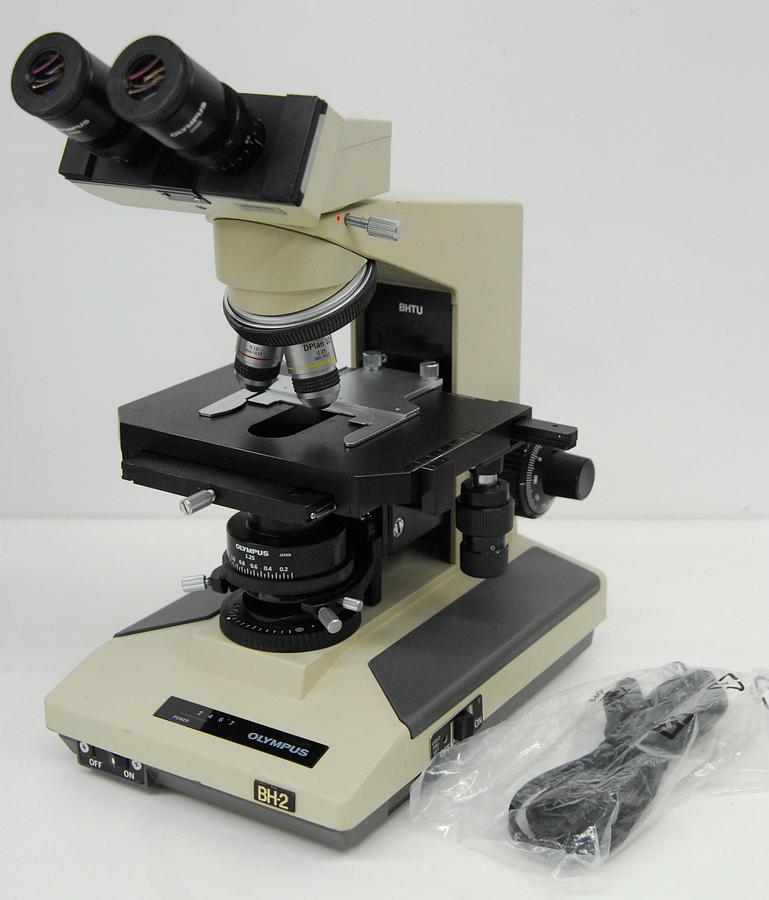 Used Olympus BH-2 BHTU Binocular Microscope W/ DPlan 4/10 Objectives, Light Pre-Set