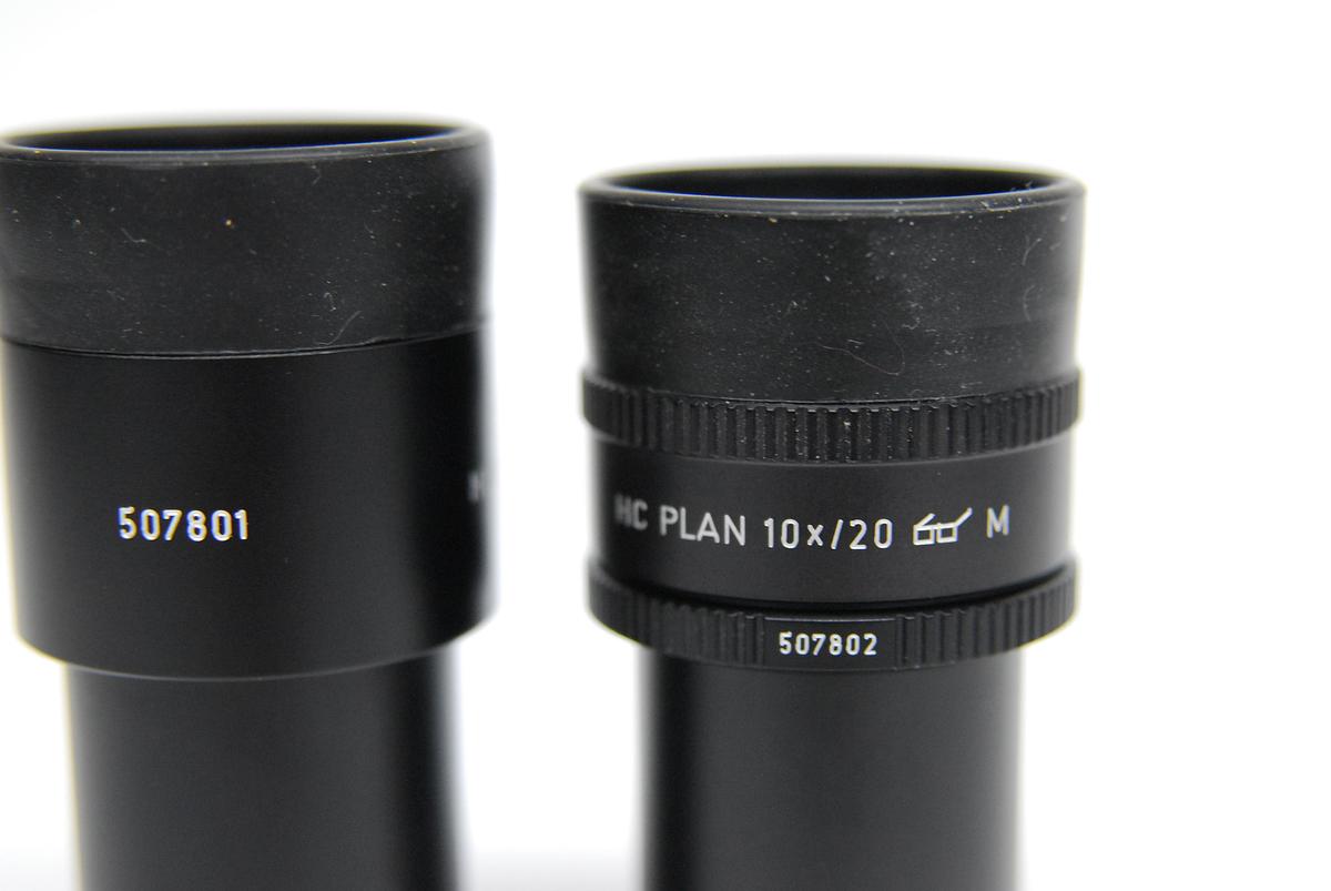 Used Leica HC PLAN 10x/20 507801 507802 Microscope Eyepiece Set