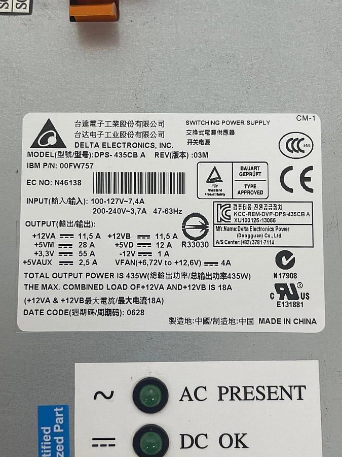 Used Delta DPS-435CB A Switching Power Supply (IBM 00FW757)