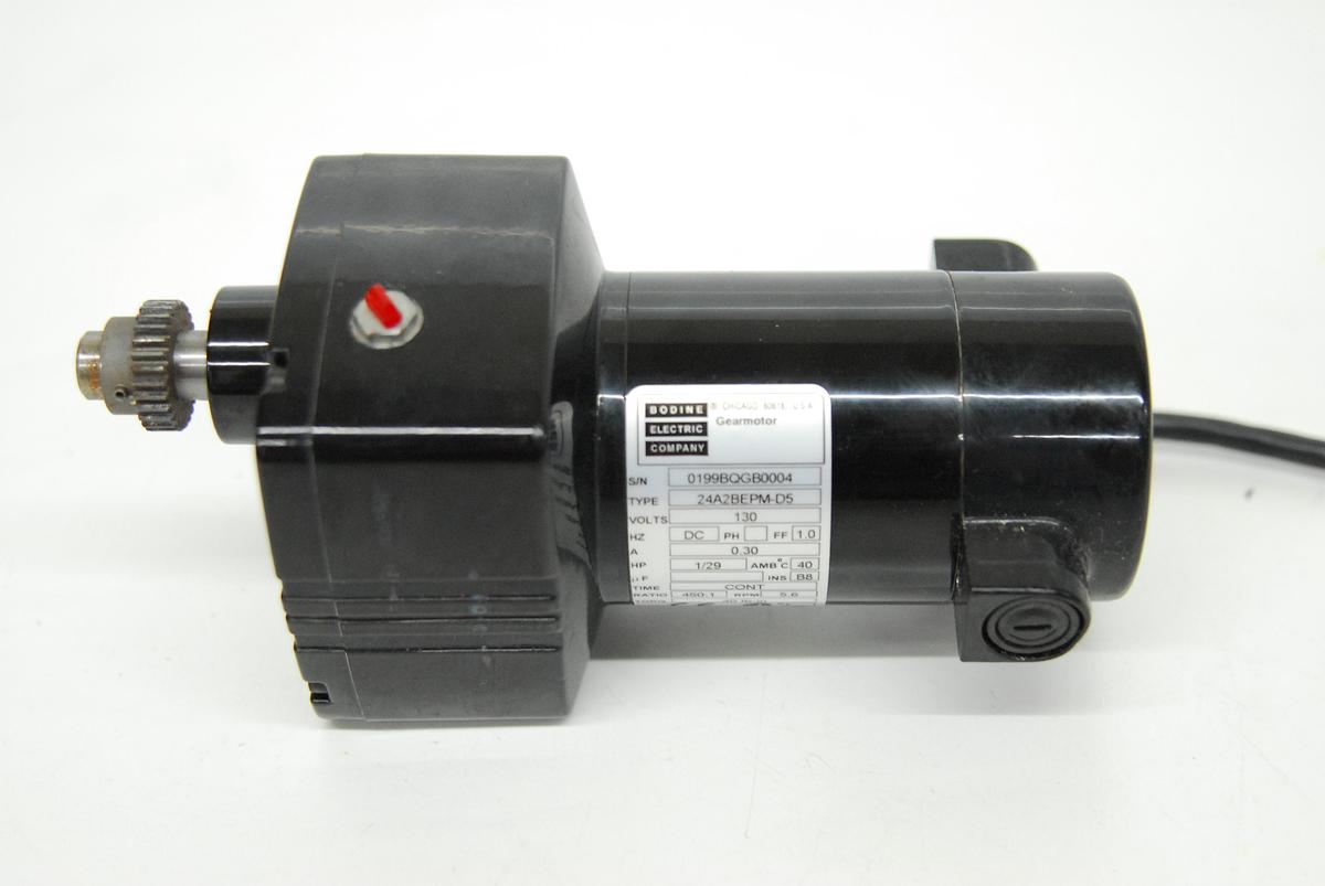 Used Bodine 0199 24A2BEPM-D5 1/29 HP 450:1 Parallel Shaft DC Gearmotor
