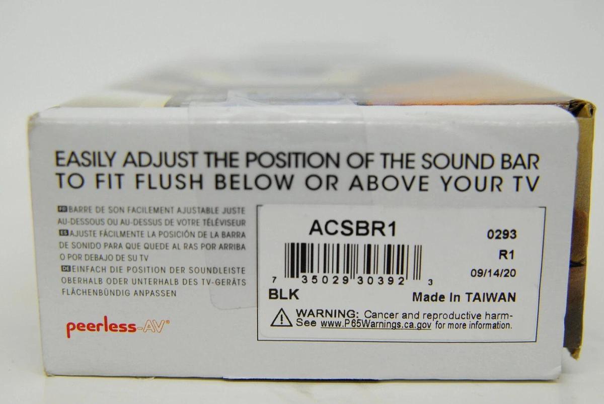 Used Peerless-Av ACSBR1 Universal Soundbar Mount - Adjustable Height - w/ Hardware