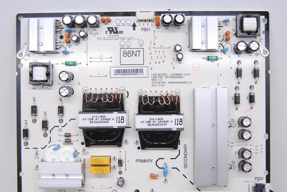Used LG Power Supply Board LGP86NT-21U1, EAY65895562
