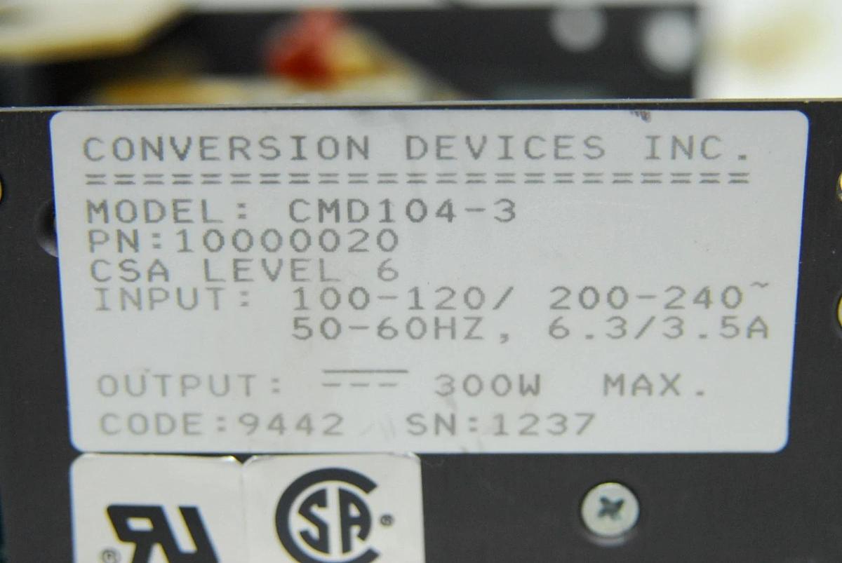 Used Conversion Devices CMD104-3 10000020 9442 Power Supply 300W