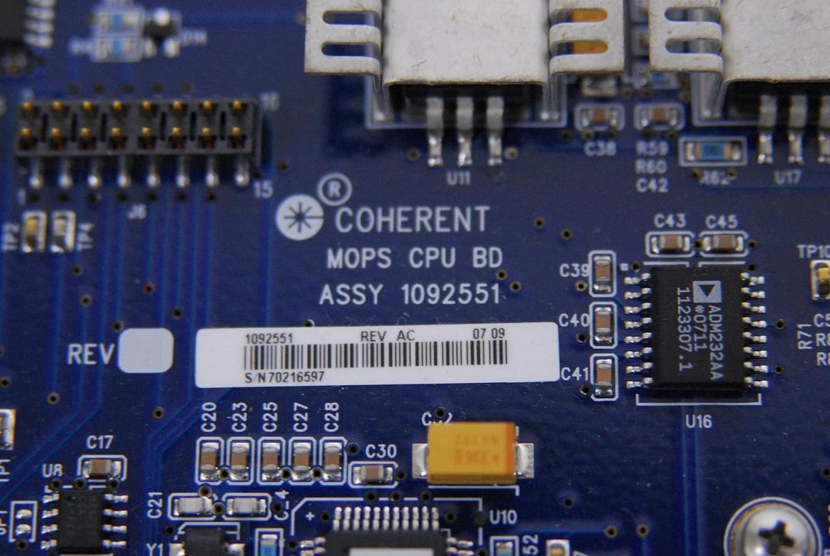 Used Coherent SAPPHIRE 488-100 488nm Laser W/ 1092551 CPU BD/Power Supply/Head Cable