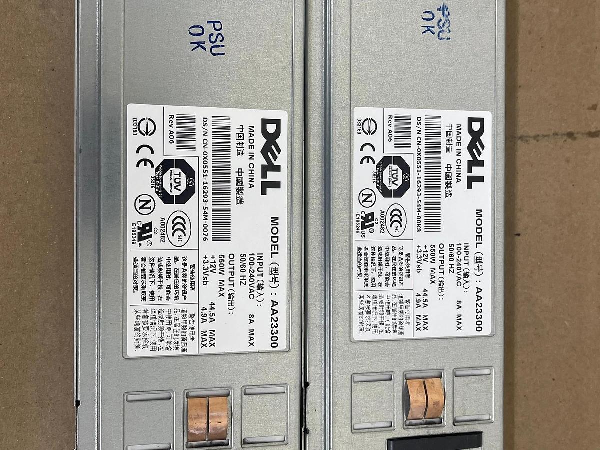 Used Dell X0551 Poweredge 1850 Power Supply AA23300 550w - LOT OF 2