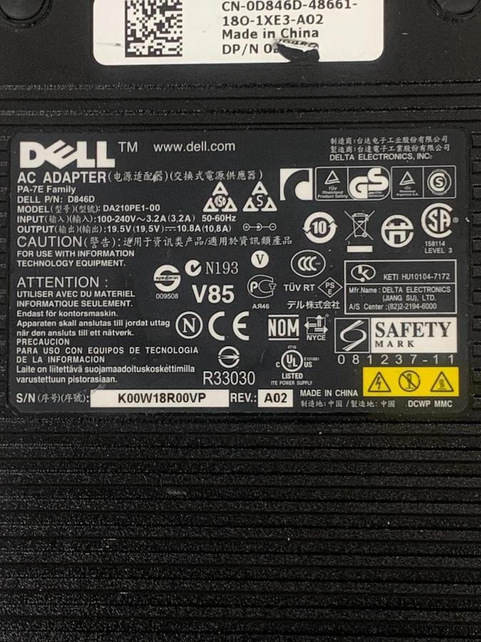 Used Dell DA210PE1-00 AC Charger 19.5VDC Output