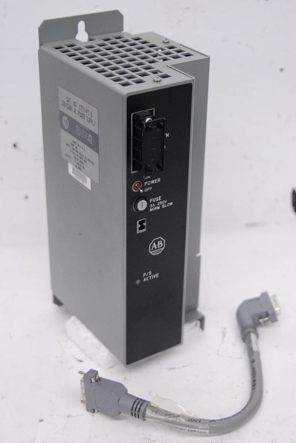 Used Allen-Bradley 1771-P7 B AC Power Supply (120/220V, 16 Amp) W/ 1771-CP1 Cable