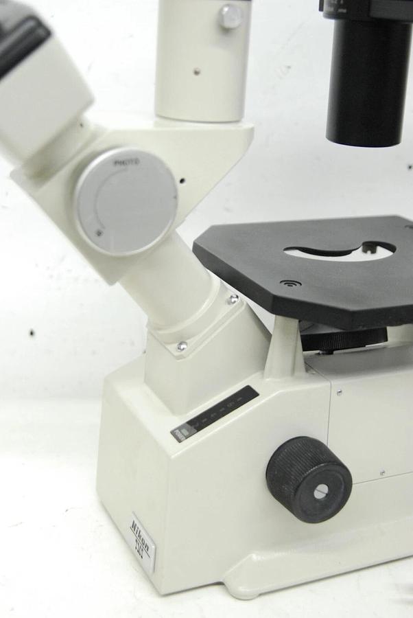 Used Nikon TMS- F Inverted Trinocular Microscope W/ 4x Objective - Read Description