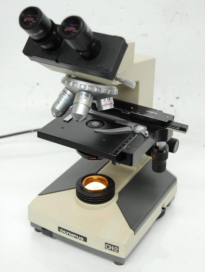 Used Olympus CH-2 CHT Binocular Microscope W/ E A4x/10x/40x Objectives