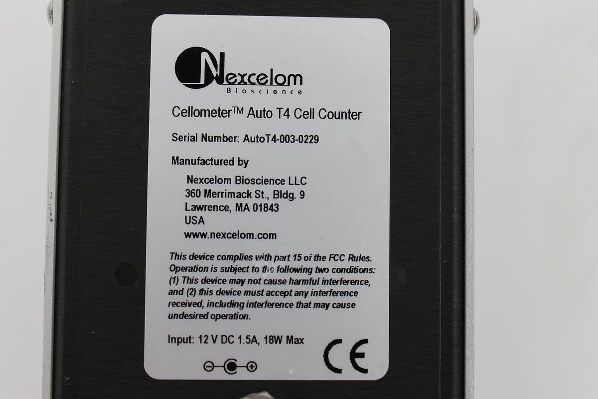 Used Nexcelom Cellometer Auto T4 Cell Counter w/ Cables + Cell Chambers