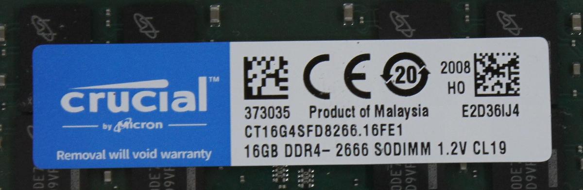 Crucial 16GB DDR4 2666 SODIMM CT-16G4SFD8266 - Brand New