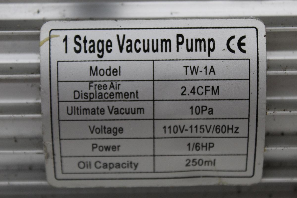 Used TWICE TW-1A 2.4CFM 115V Single Stage Vacuum Pump