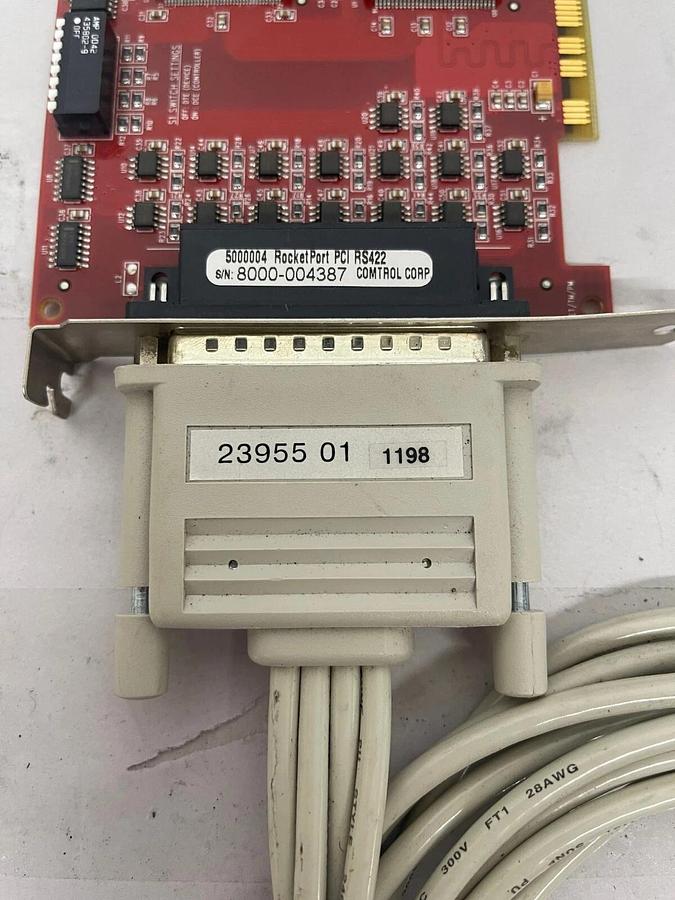 Used Comtrol 5000004 RocketPort PCI RS422 Plug-In Board Card /W Cable 23955-01