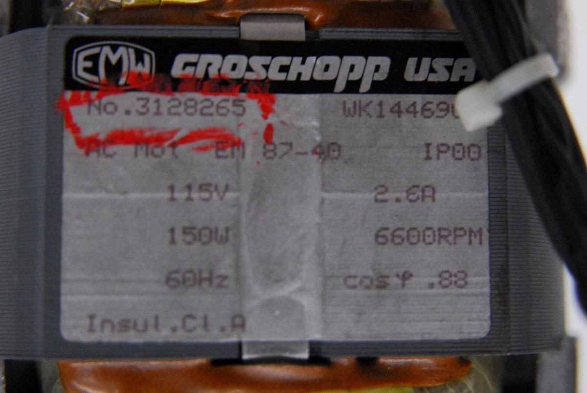 Used EMW Groschopp 3128265 Motor 43310 (from IEC Centra MP4R Centrifuge)