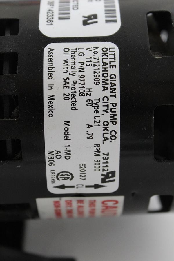 Used Little Giant 1-MD Magnetic Drive Chemical Pump 115V 60Hz 3000 RPM 589002