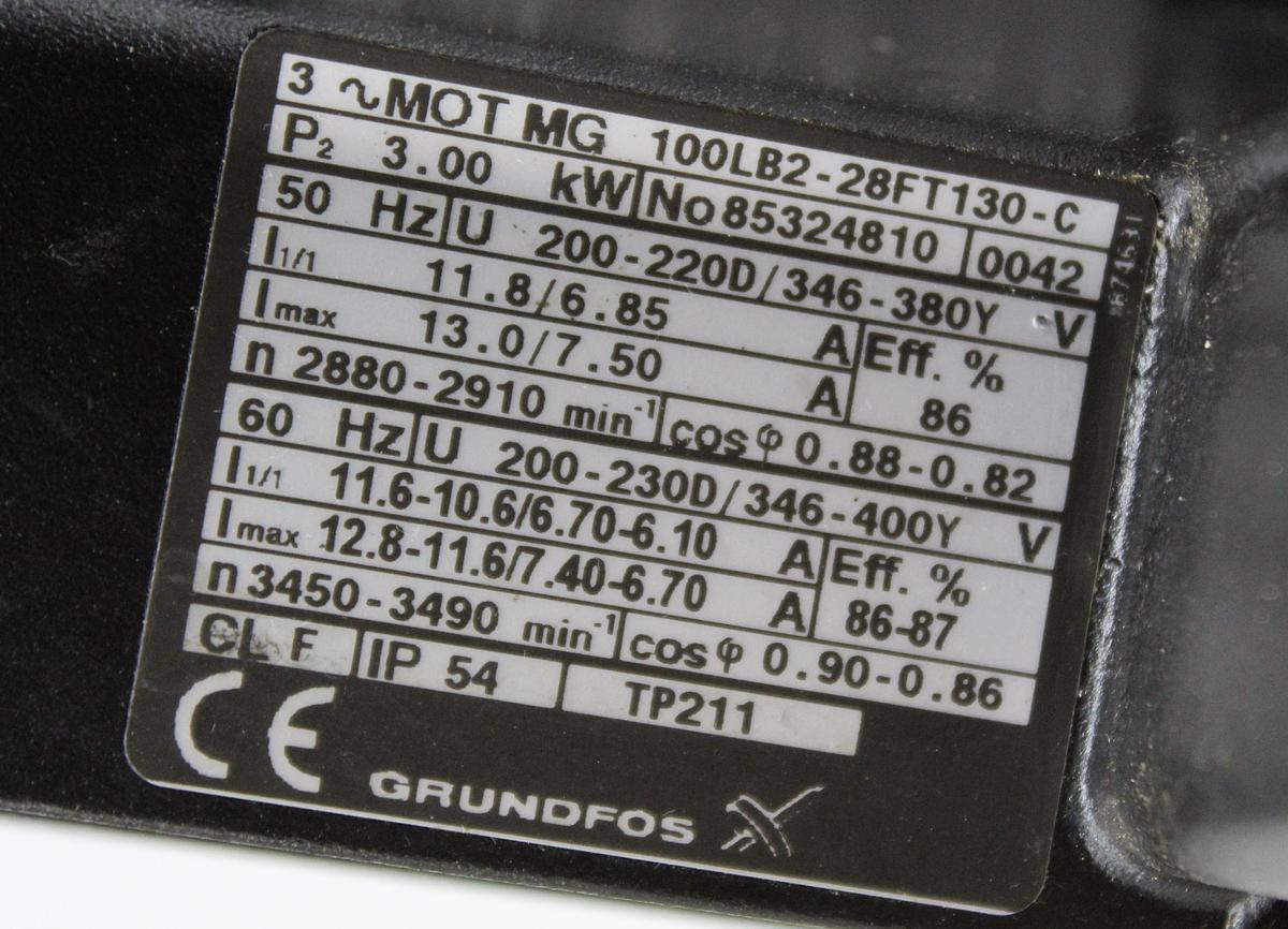 Used Grundfos Vertical Pump CRK2-180, 4 HP, 60 Hz, 3 Phase, 20 L/min4