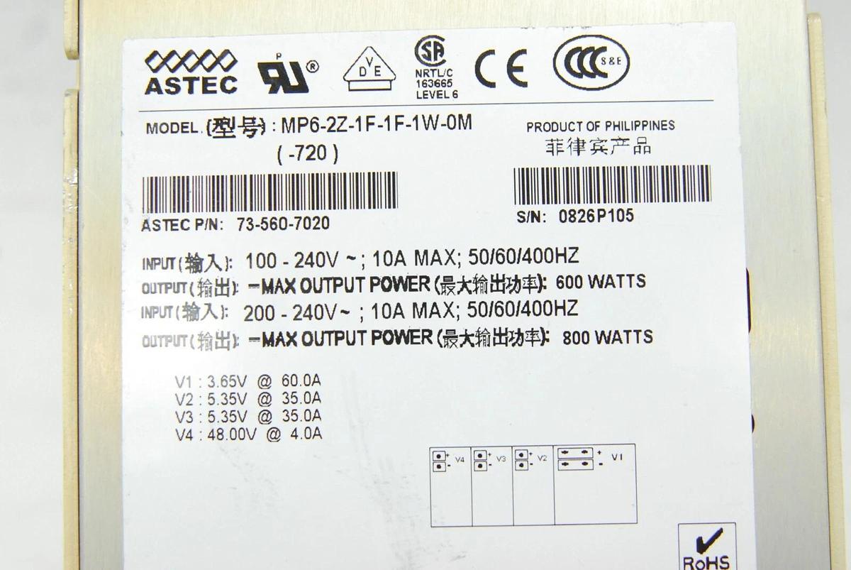 Used Astec 73-560-7020 MP6-2Z-1F-1F-1W-0M Modular Power Supply (iU22/iE33 Ultrasound)