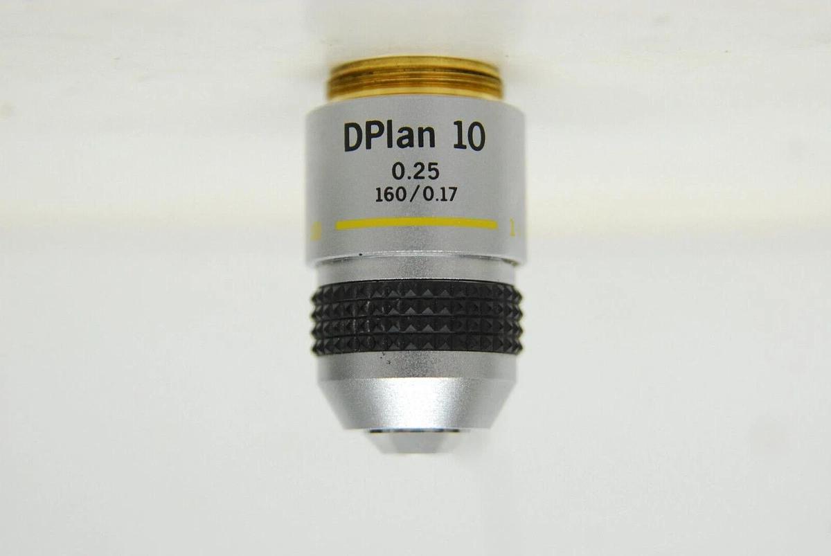 Used Olympus DPlan 10 Microscope Objective Lens RMS, 0.25-160/0.17
