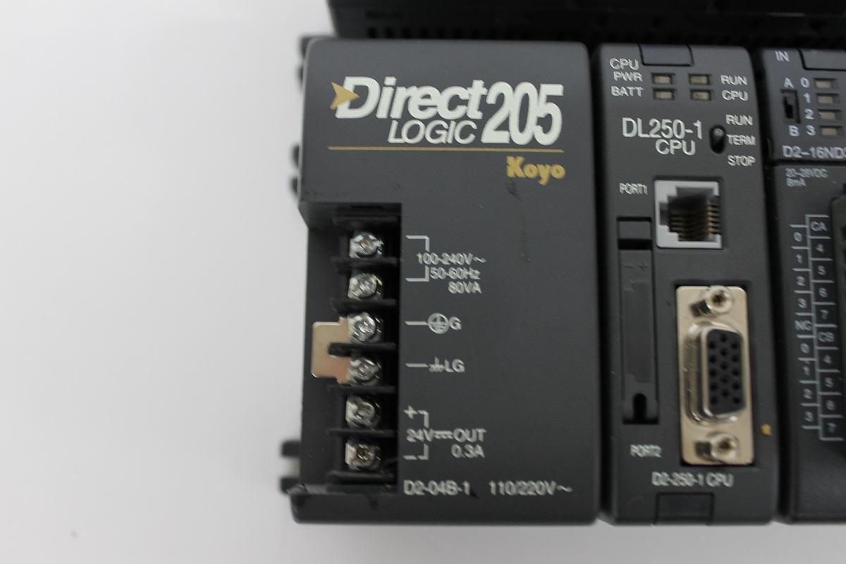 Used Direct Logic 205 w/ DL250-1 CPU + D2-16ND3, D2-04TRS, D2-08TD1 Modules LOT OF 2
