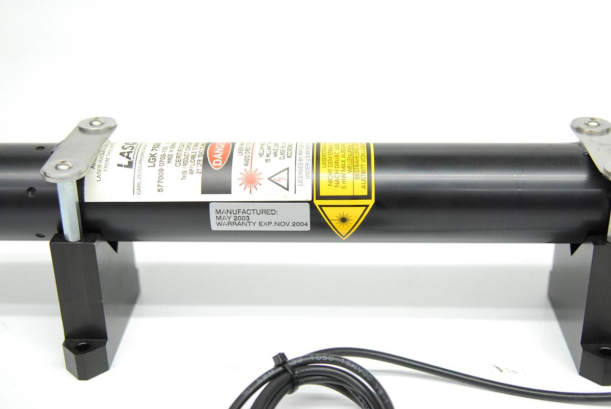 Used Lasos LGK 7628-1 He-Ne 633nm Laser Tube Head (Red) w/ LGN 7460 A Power Supply