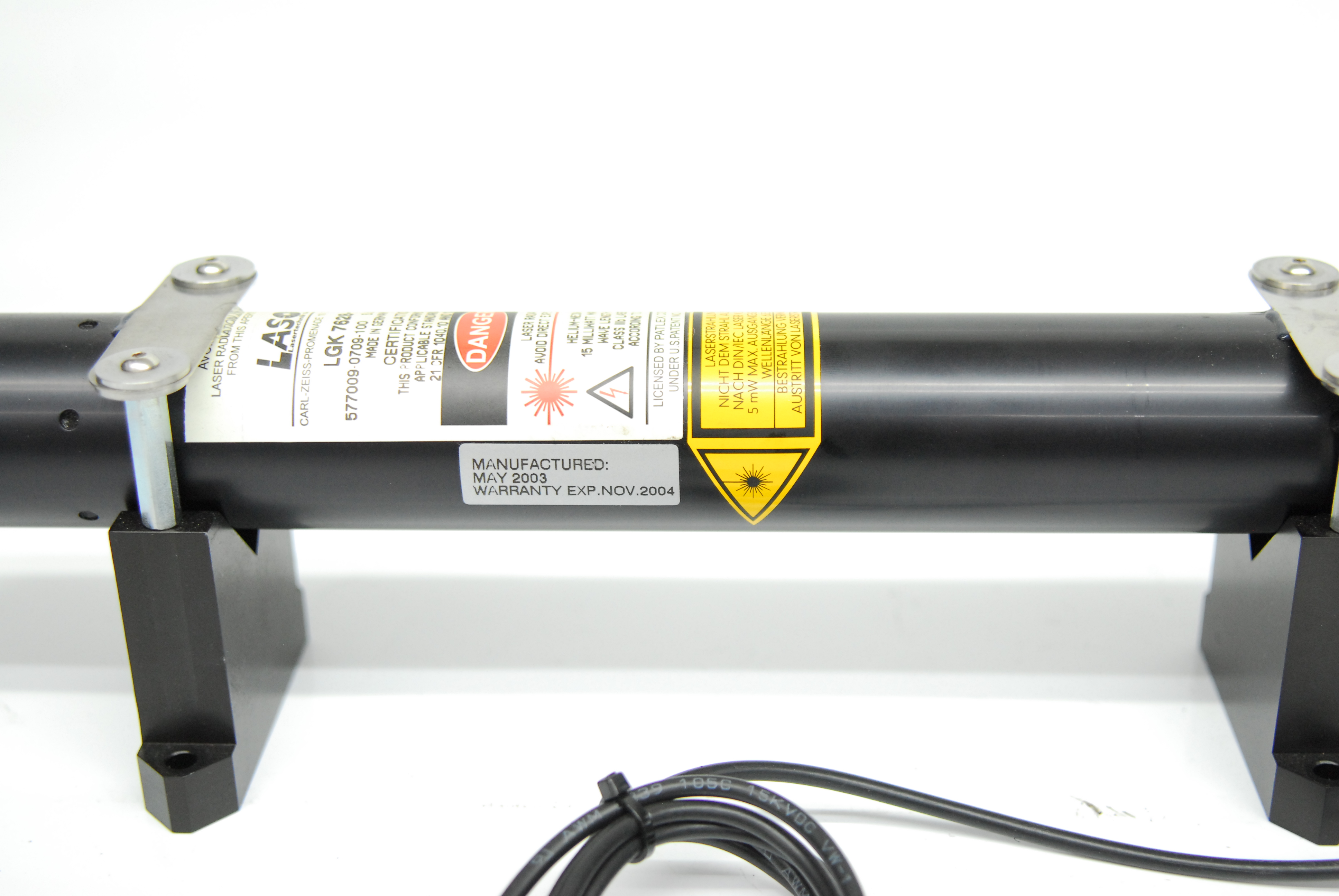 Used Lasos LGK 7628-1 He-Ne 633nm Laser Tube Head (Red) w/ LGN 7460 A Power Supply