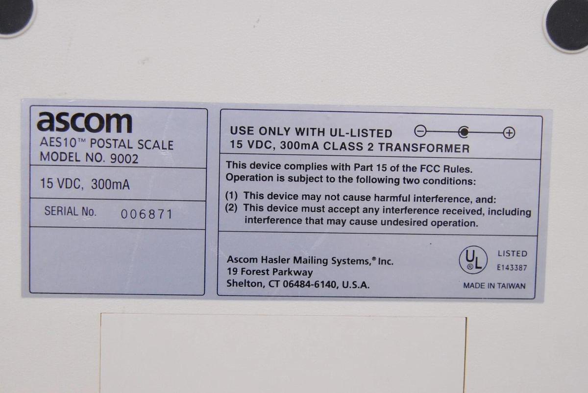 Used Ascom AES10 Postal Scale