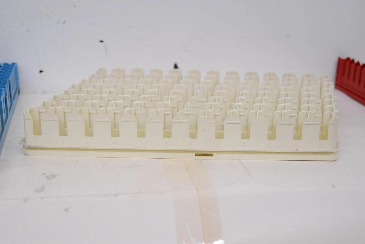 Used Beckman Liquid Scintillation Sample Racks (2x Red, 13x Blue, 9x White) Lot of 24