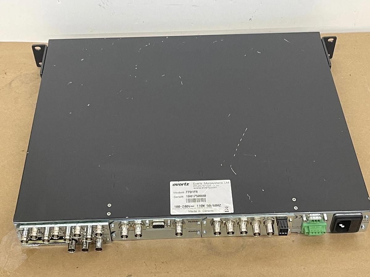 Used Evertz 7701 1RU Multiframe /W 7711UC-HD, 7760CCM-HD, 7736CD2-A4 Cards