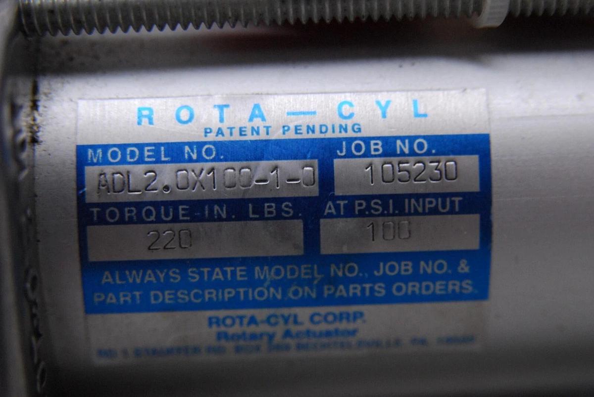 Used Key QBV-40-P-AL Pneumatic Butterfly Valve W/ Rota-CYL ADL2.0X100-1-0 Actuator