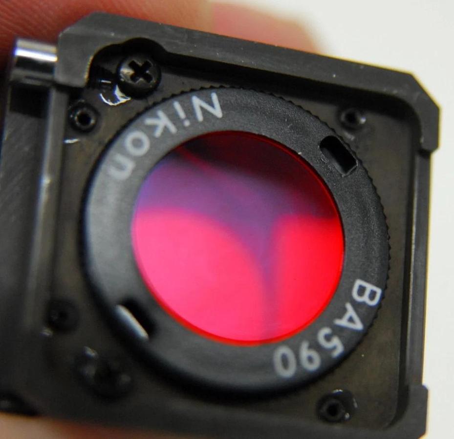 Used Nikon DM580 G-2A BA590 Microscope Filter Cube - Labophot, Optiphot, Diaphot