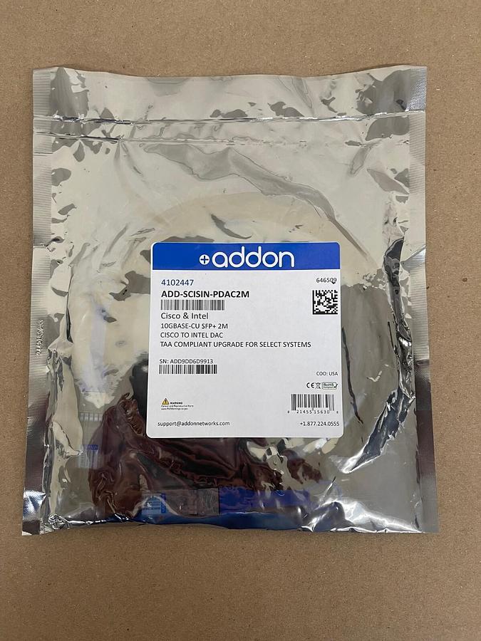 Used AddOn ADD-SCISIN-PDAC2M 10GBase-CU SFP+ 2m Cisco to Intel DAC