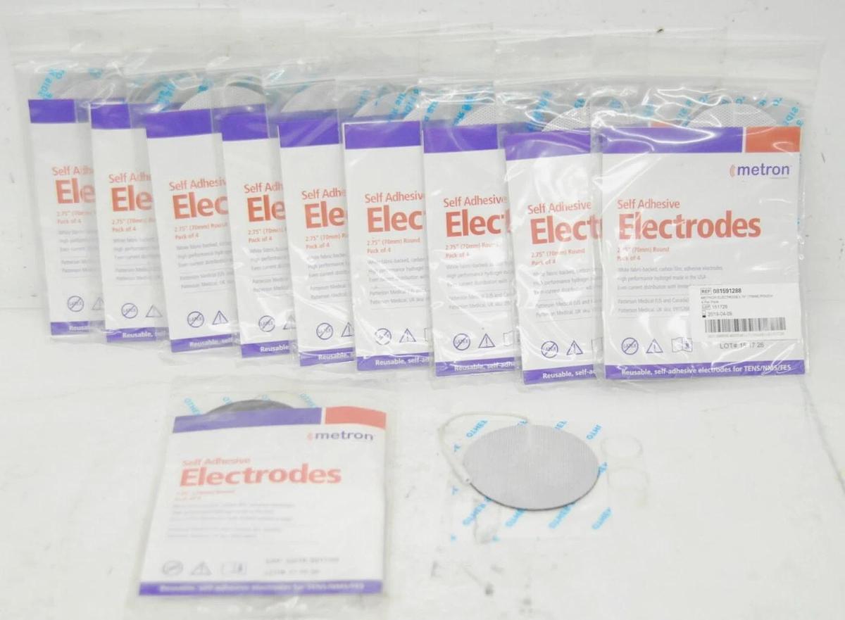 Used Metron 566582 70mm 2.75" Self Adhesive Cloth Electrodes - Lot of 10