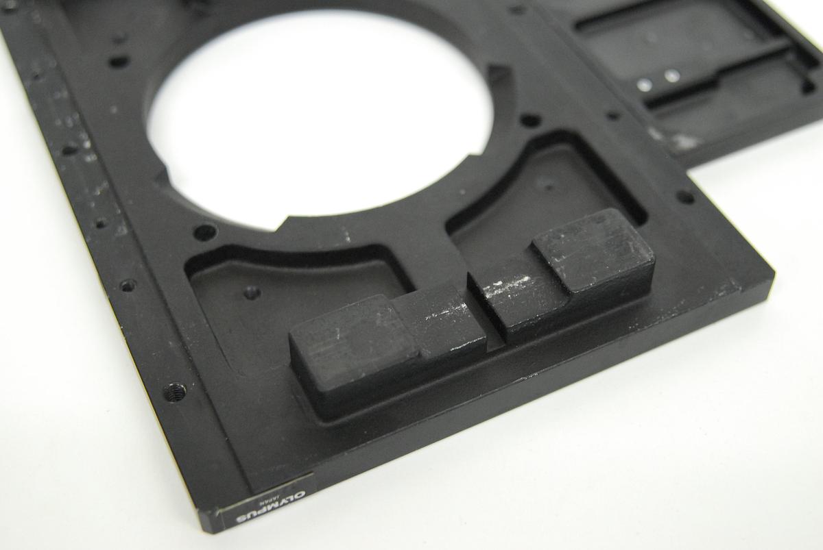 Used Olympus IMT2-SP Stage with Insert, Mechanical XY Click-Stop Attachment
