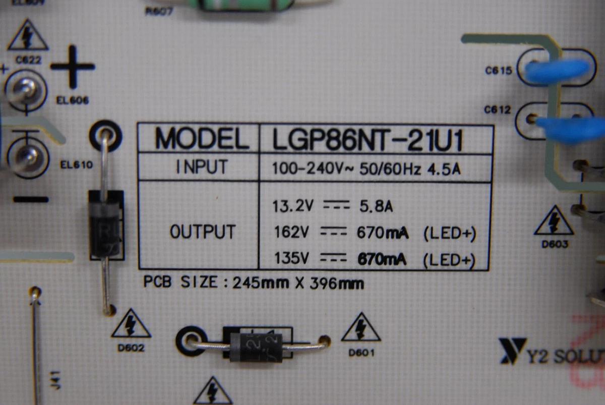 Used LG Power Supply Board LGP86NT-21U1, EAY65895562