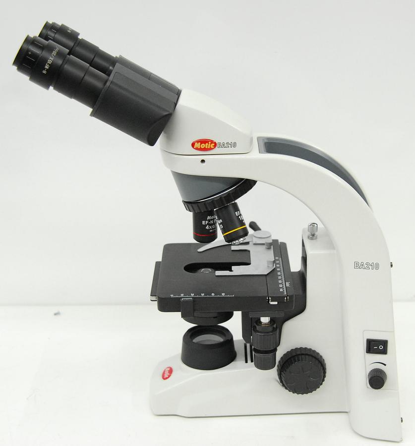 Used Motic BA210LED Binocular Microscope W/ EF-N Plan 4/10 Objectives