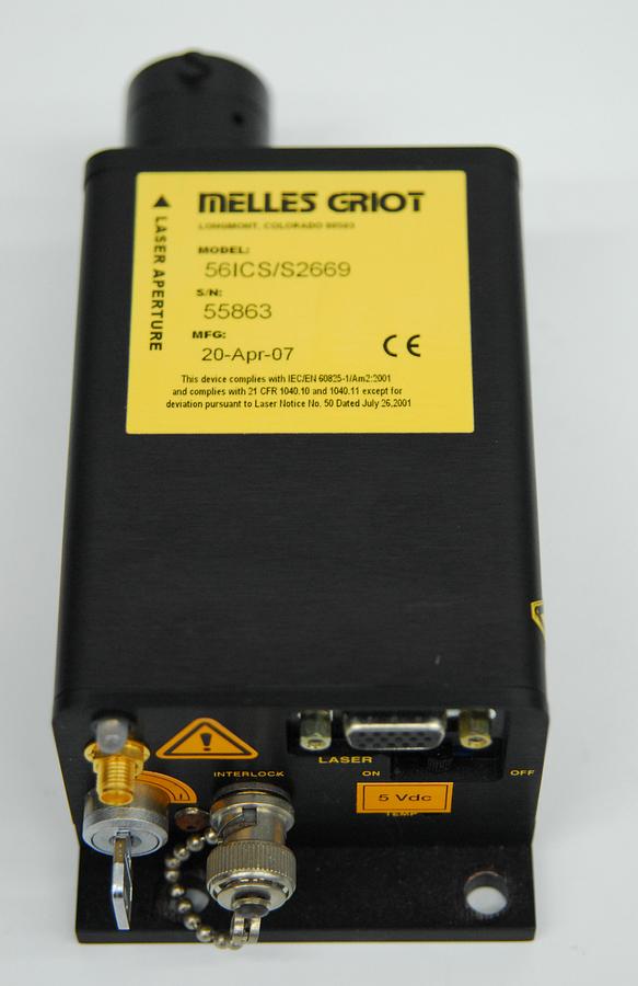 Used Melles Griot 56ICS/S2669 Red Diode Laser 639nm 10mW