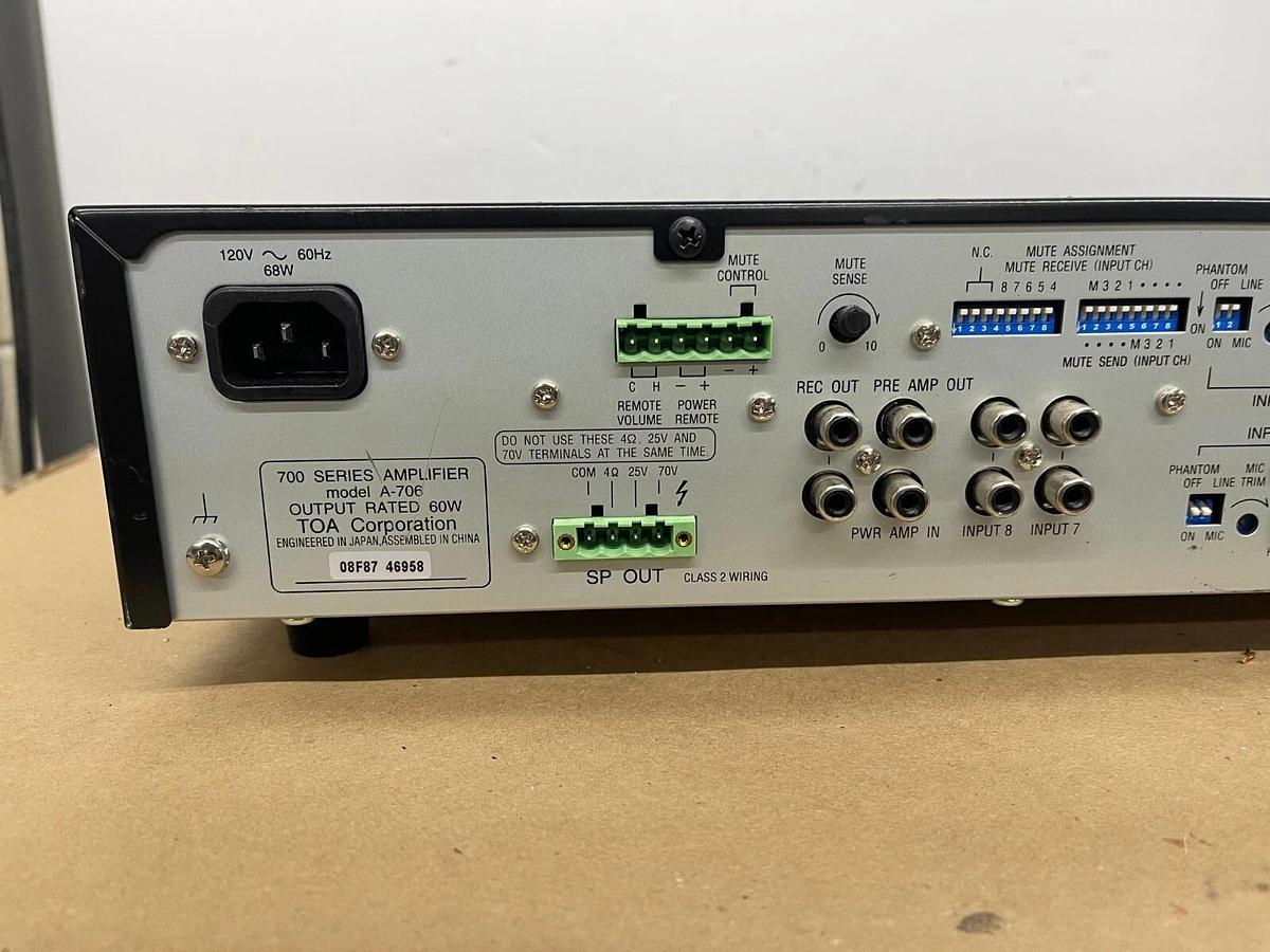 Used TOA A-706  Mixer Amplifier 700 Series Integrated Amplifier 60W - TESTED