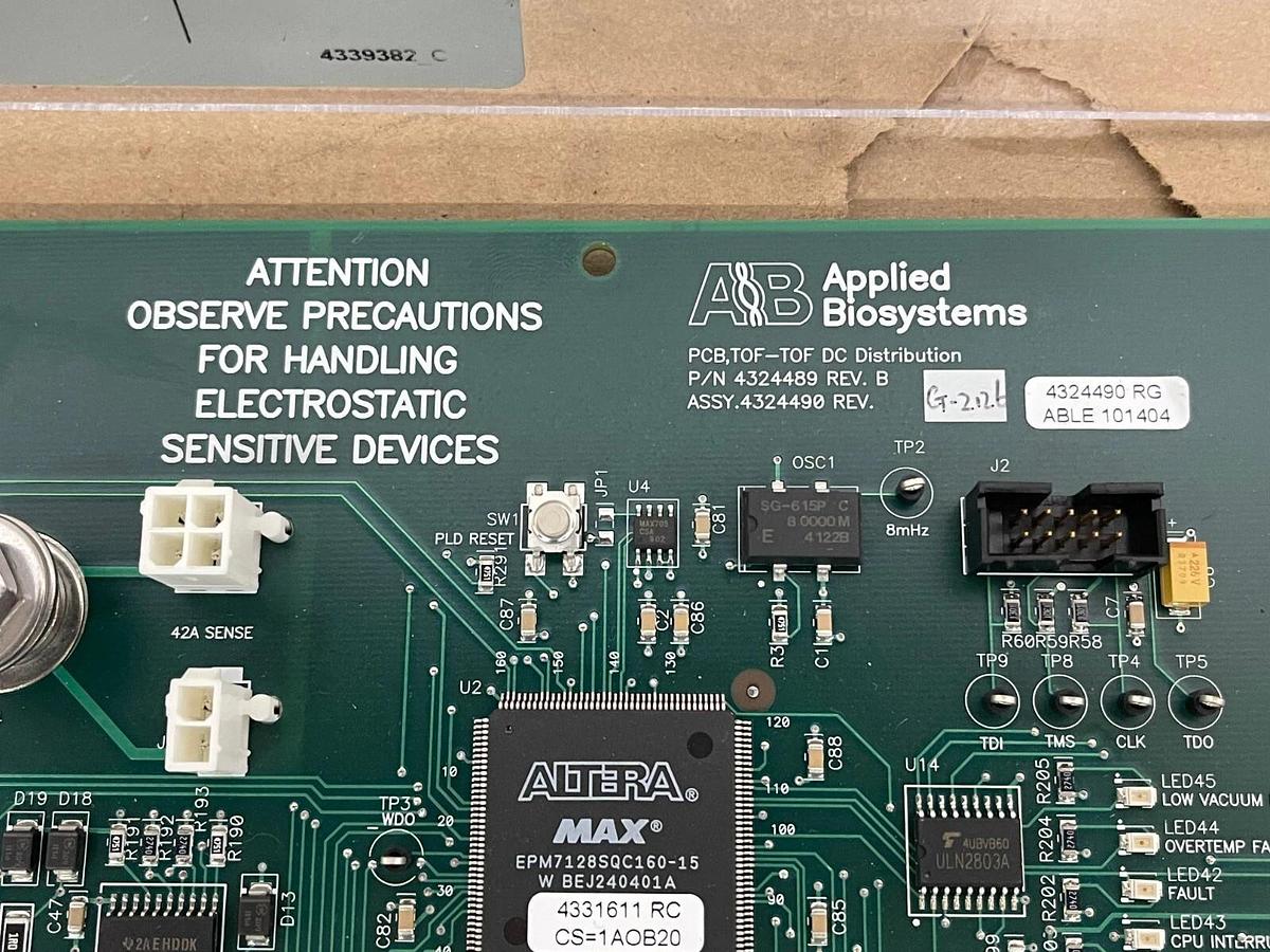 Used Applied Biosystems PCB,TOF - TOF DC Distribution Board P/N: 4324489 Asy: 4324490
