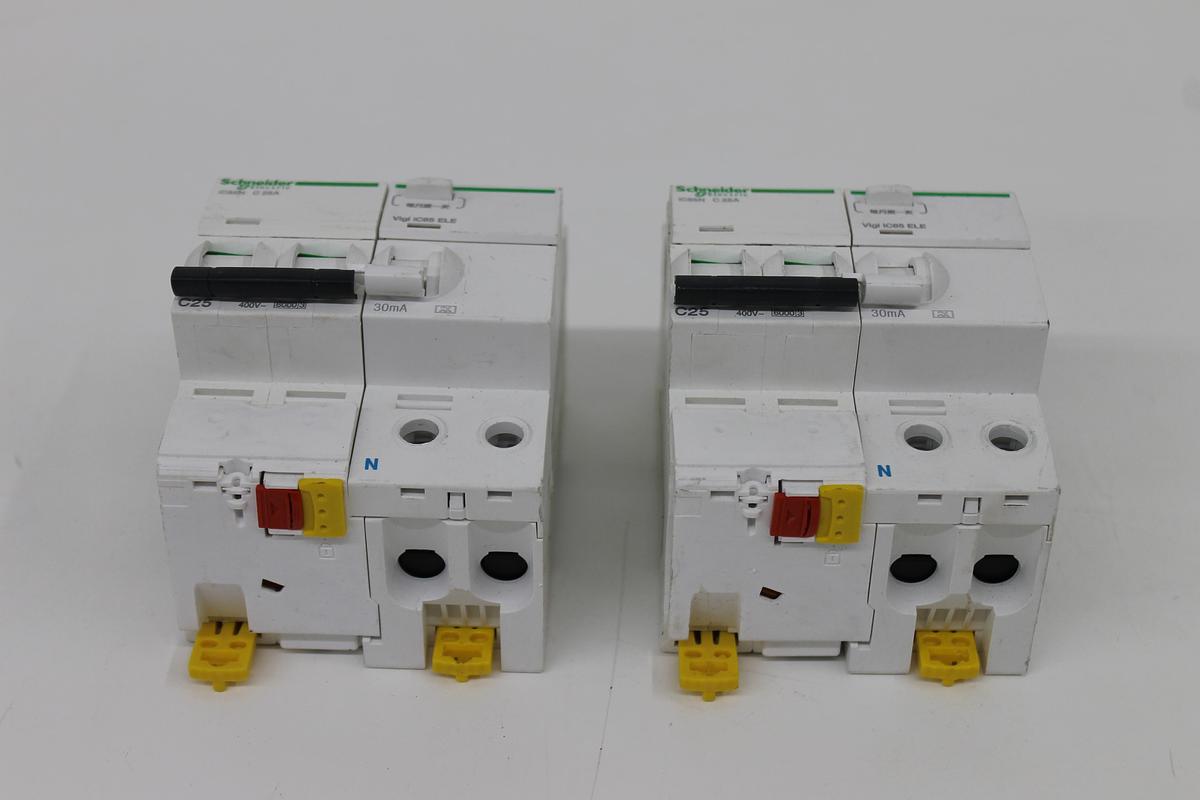 Used Schneider iC65N + iC65 ELE Circuit Breakers LOT OF 2