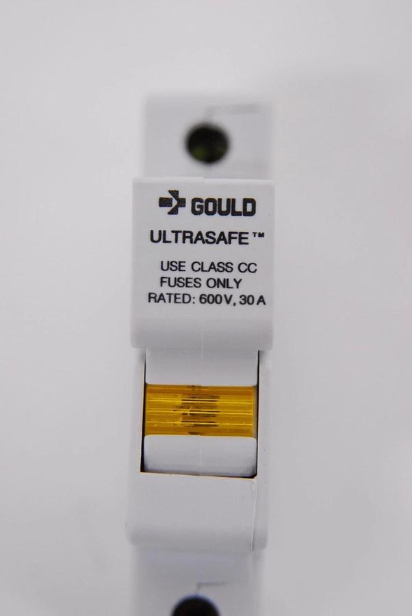 Used Gould Ultrasafe USCC1l One-Pole DIN Rail Mount Fuse Holder 600V 30A