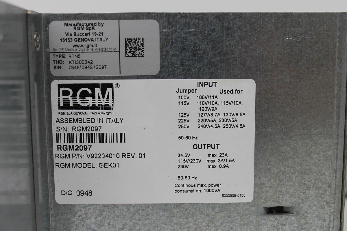 Used GE RTN5B KTI300242 Primary Power Supply - Voluson E6/E8