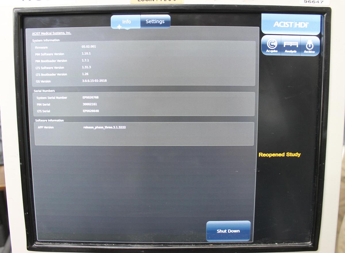 Used ACIST HDi System Console REF 017987