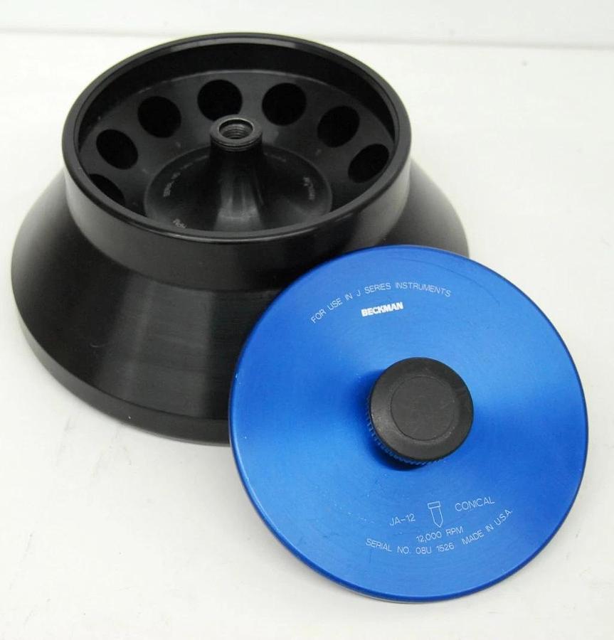 Used Beckman JA-12 Conical Fixed Angle Centrifuge Rotor (12 x 50 mL, 12,000 rpm)